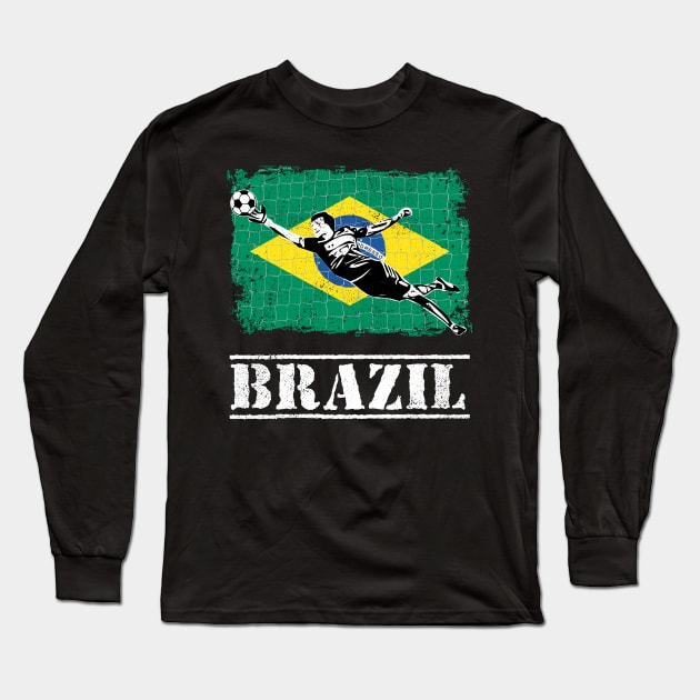 Brazil Soccer Goalie Goal Keeper Shirt Long Sleeve T-Shirt by zeno27